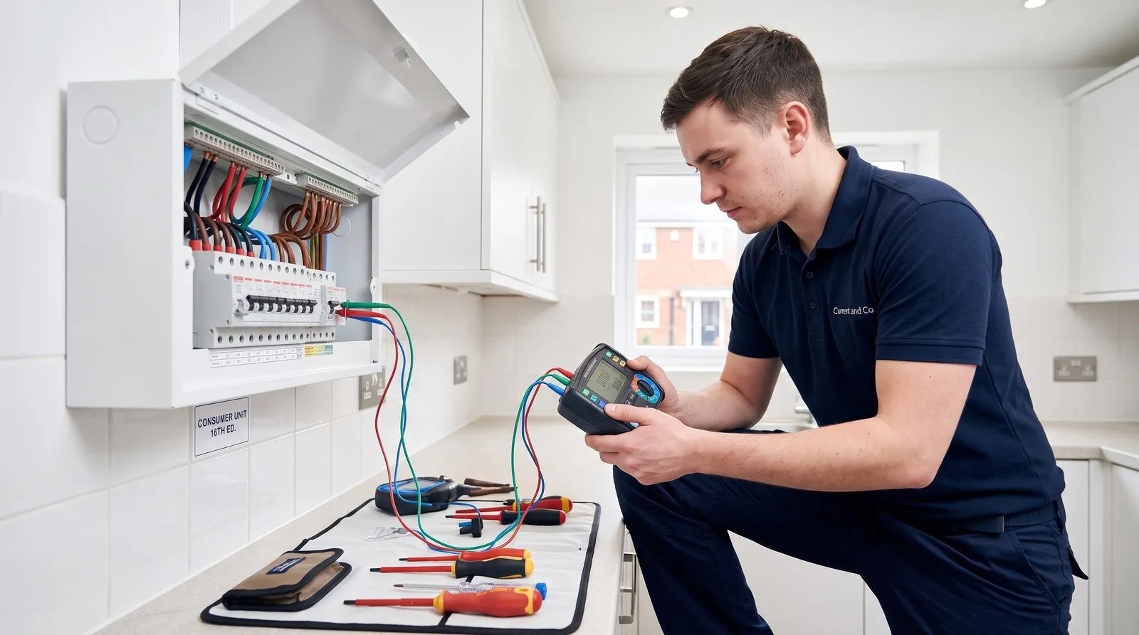 Sample website design for Current & Co Electrical, a fictional electricians business
