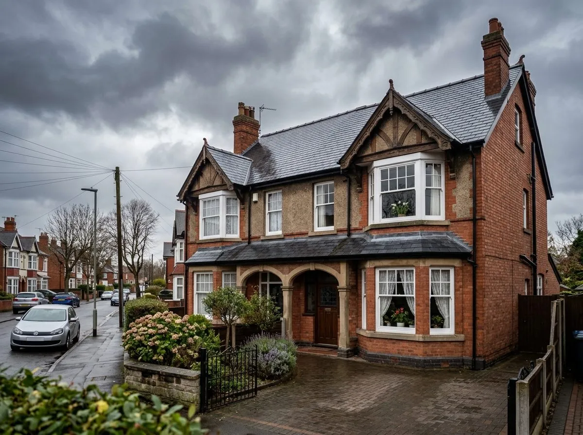 Edwardian semi-detached house in Coventry with a freshly completed slate re-roof